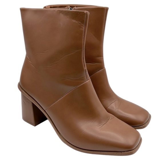 Time and Tru Tan Chunky 90's Y2K Block Heel Ankle Booties Size 10 - Picture 1 of 13